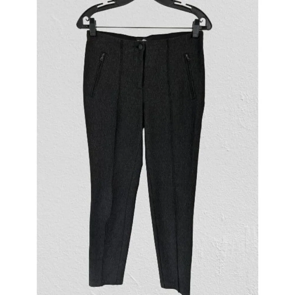 CAMBIO Pants Tapered Zipped Pockets Heather Gray Wool Blend Stretch Size 8
